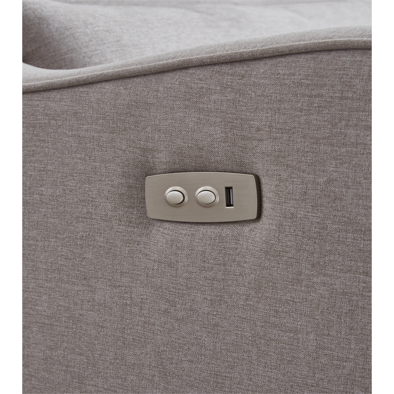 Maklaine Fabric Power Swivel Glider and Recliner in Pearl River Gray