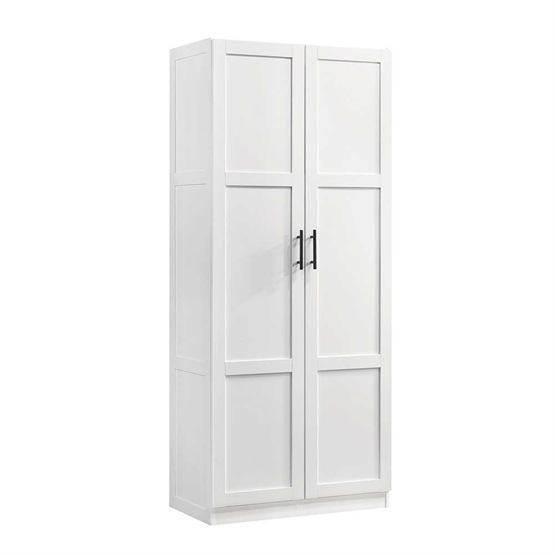 Maklaine Contemporary Engineered Wood Storage Cabinet in White