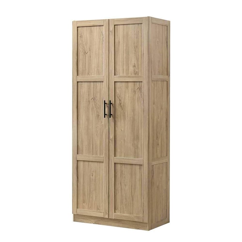 Maklaine Contemporary Engineered Wood Storage Cabinet in Light Wood