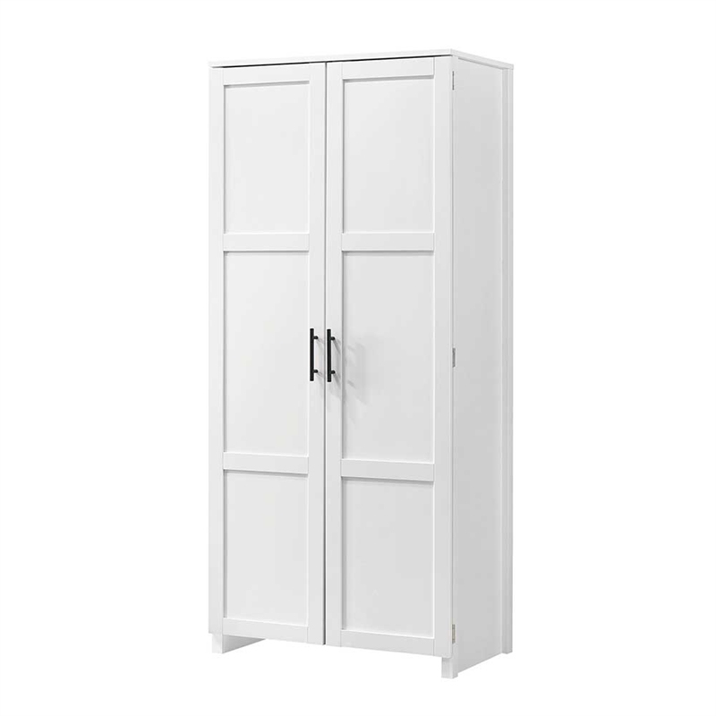 Maklaine Contemporary Engineered Wood Pantry in White Finish