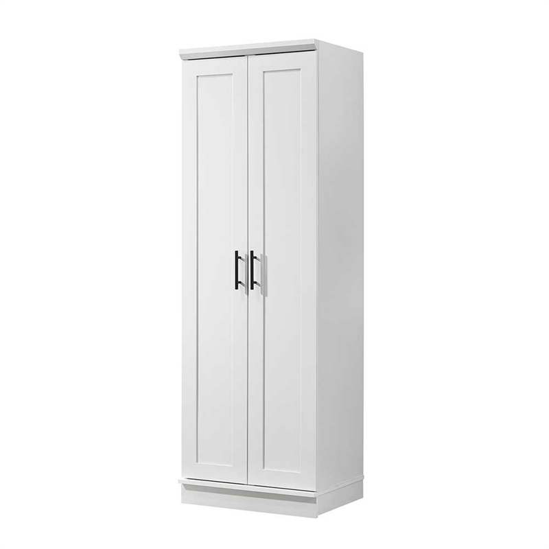 Maklaine Contemporary Engineered Wood Storage Cabinet in White