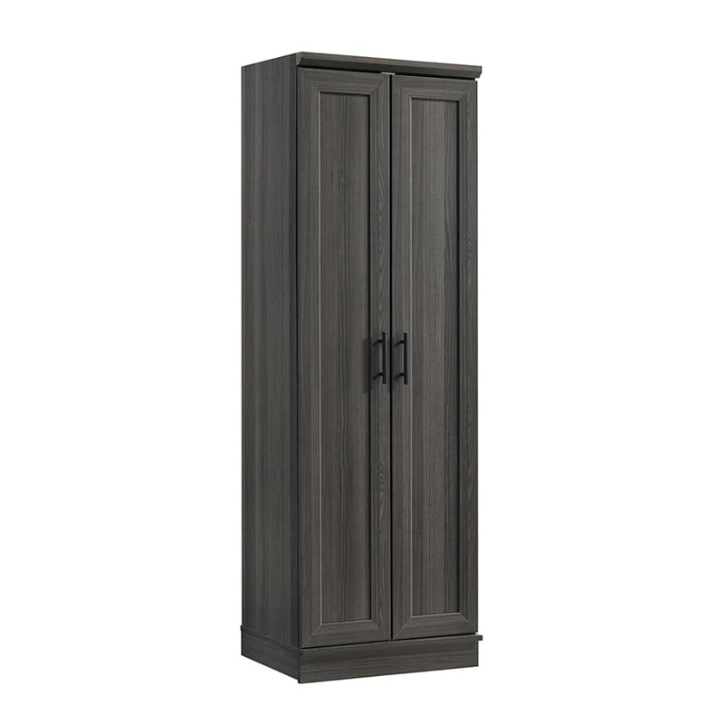 Maklaine Engineered Wood Storage Cabinet in Dark Wood/Graphite Black