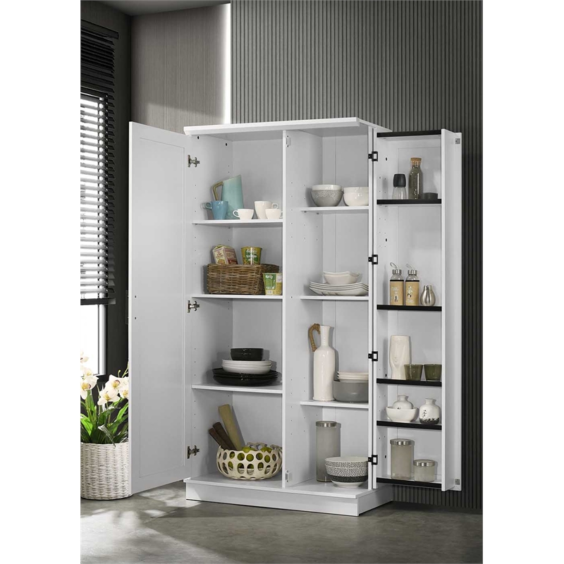 Maklaine Contemporary 2-Door Engineered Wood Storage Cabinet in White