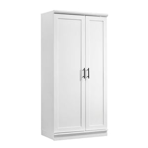 Maklaine Contemporary 2-Door Engineered Wood Storage Cabinet in White