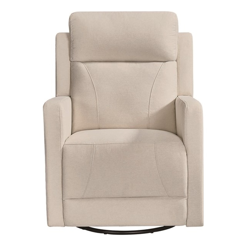 Maklaine Recliner Glider with Swivel Rocker with USB in Light Tan Brown