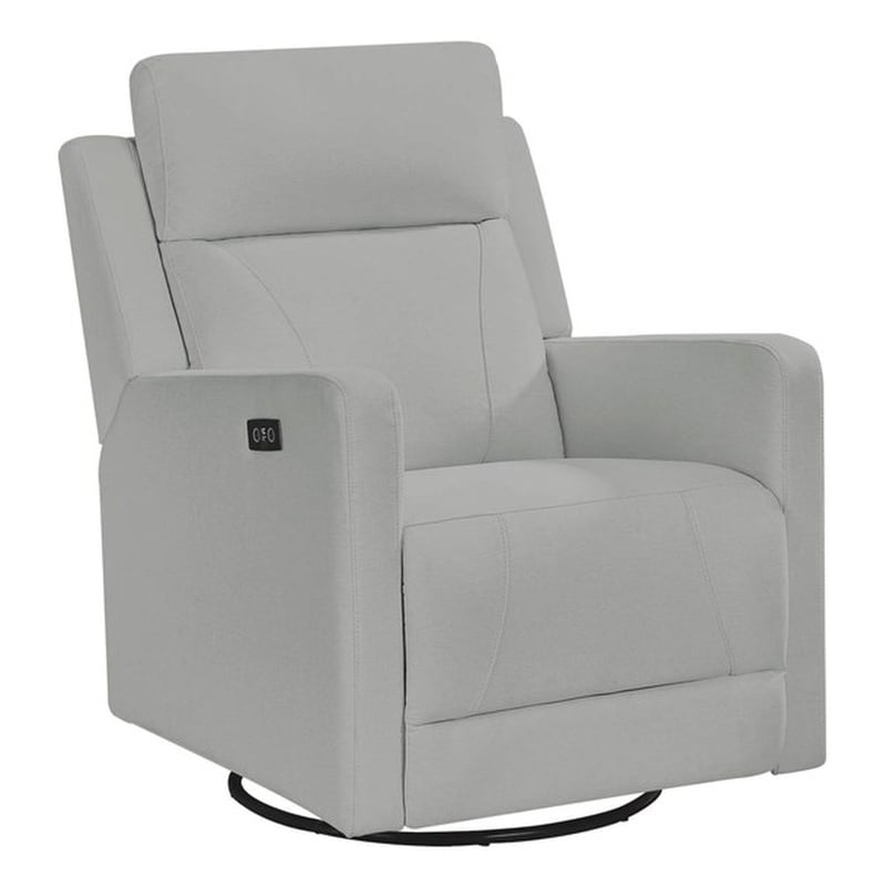 Maklaine Contemporary Recliner Glider with Swivel Rocker with USB in Gray