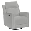 Maklaine Contemporary Recliner Glider with Swivel Rocker with USB in Gray