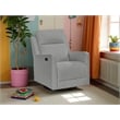Maklaine Contemporary Recliner Glider with Swivel Rocker with USB in Gray