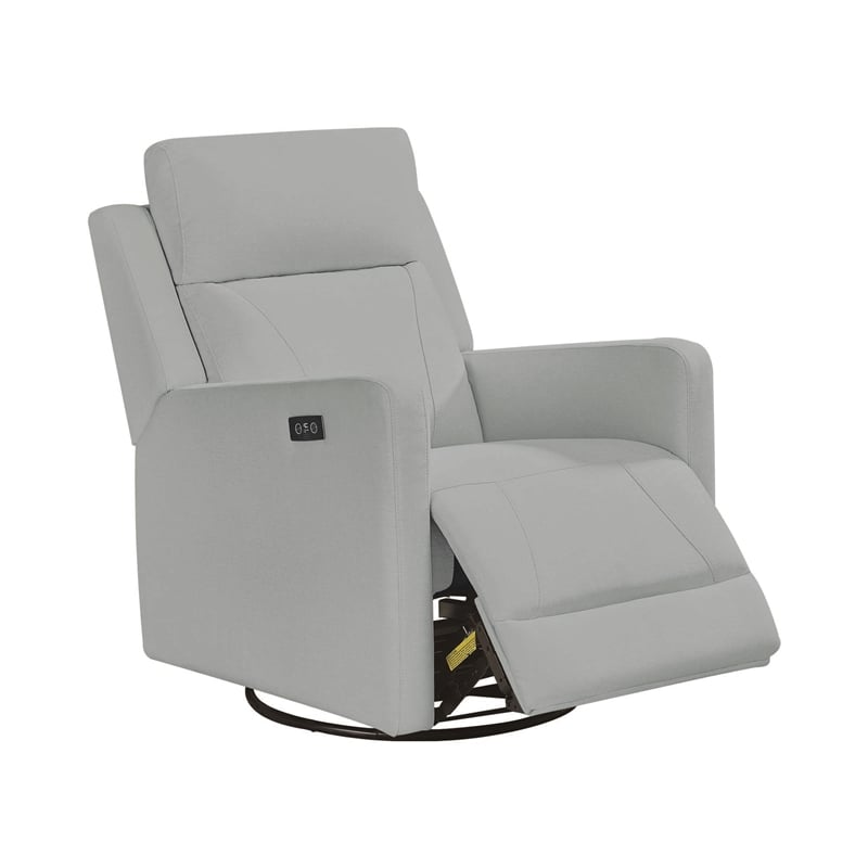 Maklaine Contemporary Recliner Glider with Swivel Rocker with USB in Gray