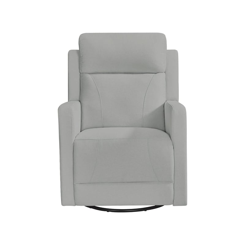 Maklaine Contemporary Recliner Glider with Swivel Rocker with USB in Gray