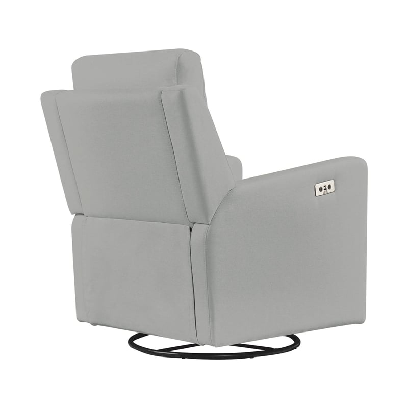 Maklaine Contemporary Recliner Glider with Swivel Rocker with USB in Gray