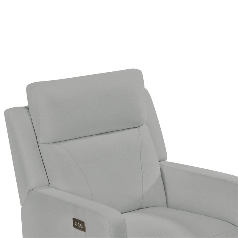 Maklaine Contemporary Recliner Glider with Swivel Rocker with USB in Gray