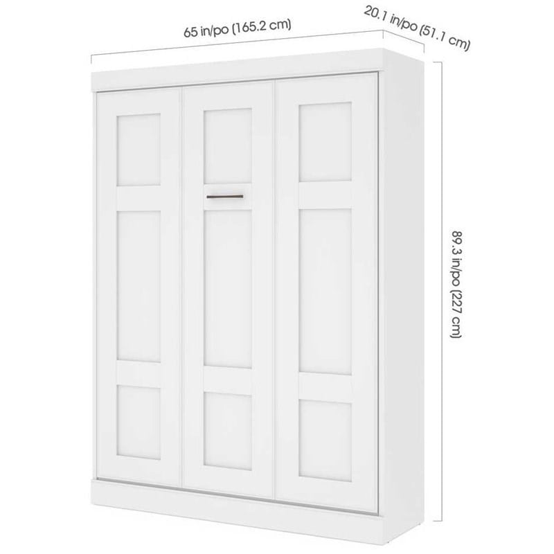 Maklaine Contemporary 65-inch Queen Murphy Bed Sturdy in White