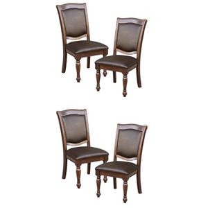 Maklaine Set of 4 Wood Dining Room Side Chairs in Brown Cherry