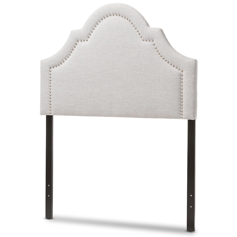 Maklaine Contemporary Upholstered Twin Headboard in Grayish Beige
