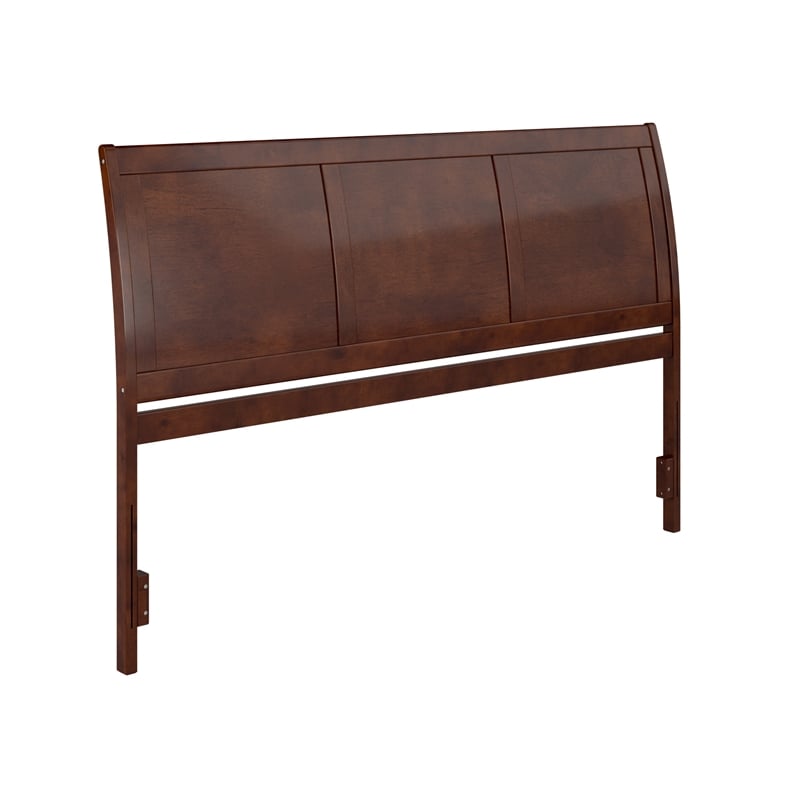 Maklaine Portland King Sleigh Wood Headboard in Walnut