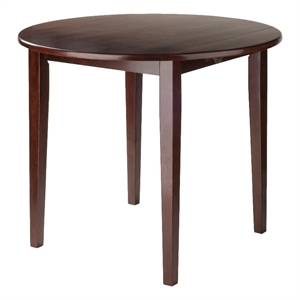 Maklaine 36&quot Round Drop Leaf Solid Wood Dining Table in Walnut