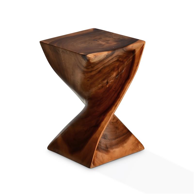 Maklaine Contemporary Natural Brown Wood Glaze Accent Side Table