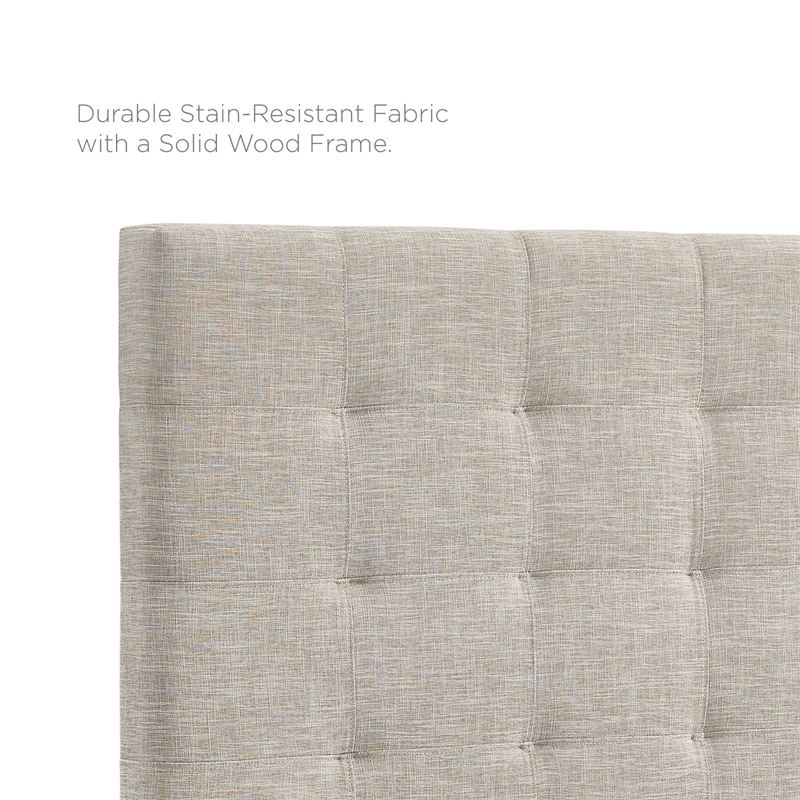 Maklaine Tufted King and California King Linen Fabric Headboard in Beige