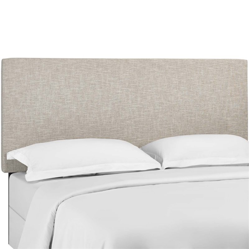 Maklaine Full/Queen Upholstered Linen Fabric Headboard in Beige