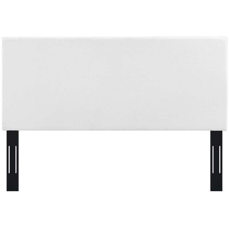 Maklaine Full/Queen Upholstered Linen Fabric Headboard in White