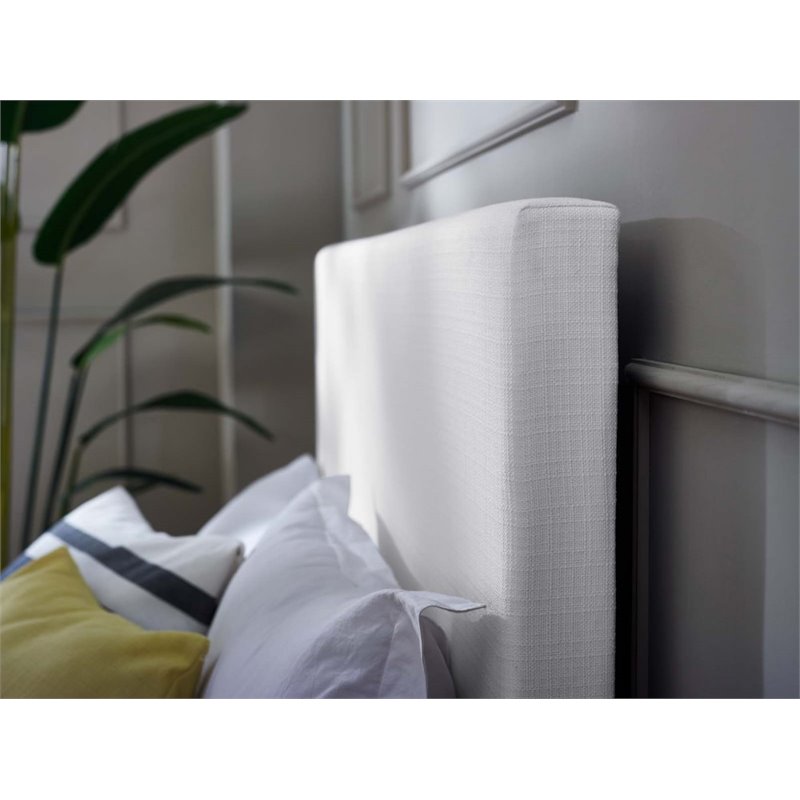 Maklaine Full/Queen Upholstered Linen Fabric Headboard in White