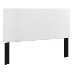 Maklaine Full/Queen Upholstered Linen Fabric Headboard in White