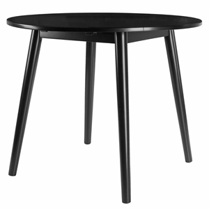 Maklaine 36&quot Round Drop Leaf Transitional Solid Wood Dining Table in Black