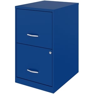 Maklaine Contemporary 18&quot 2 Drawer Metal Filing Cabinet Classic Blue