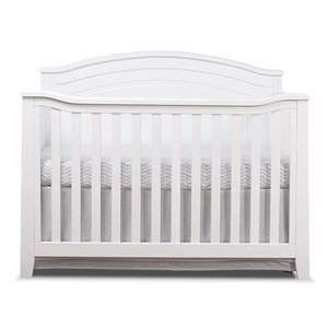 Maklaine Contemporary Wood Round Top Panel Crib in White Finish