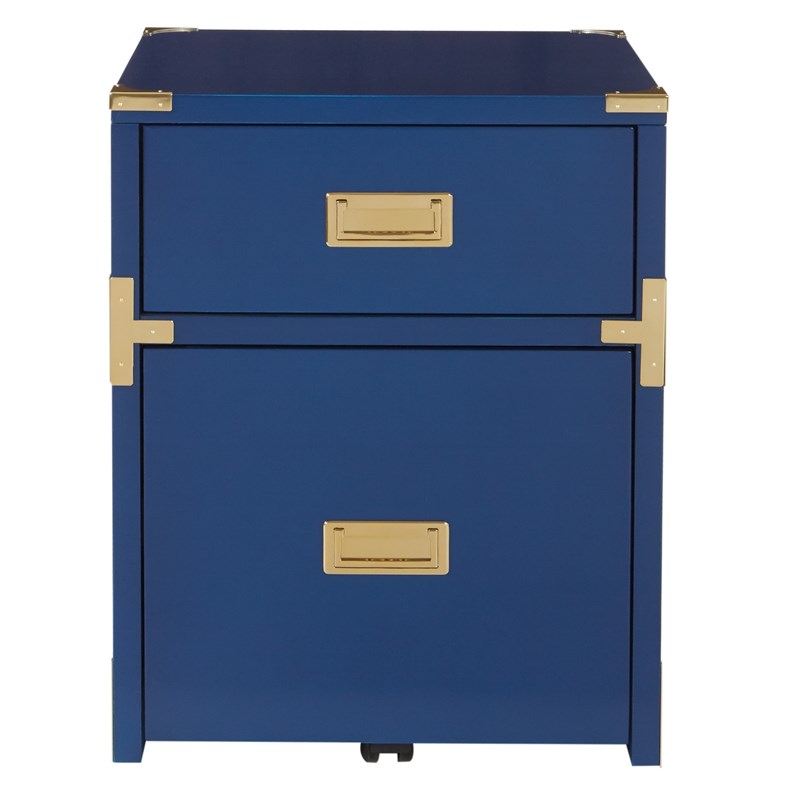 Maklaine 2 Drawer File Cabinet in Lapis Blue Engineered Wood Fully Assembled