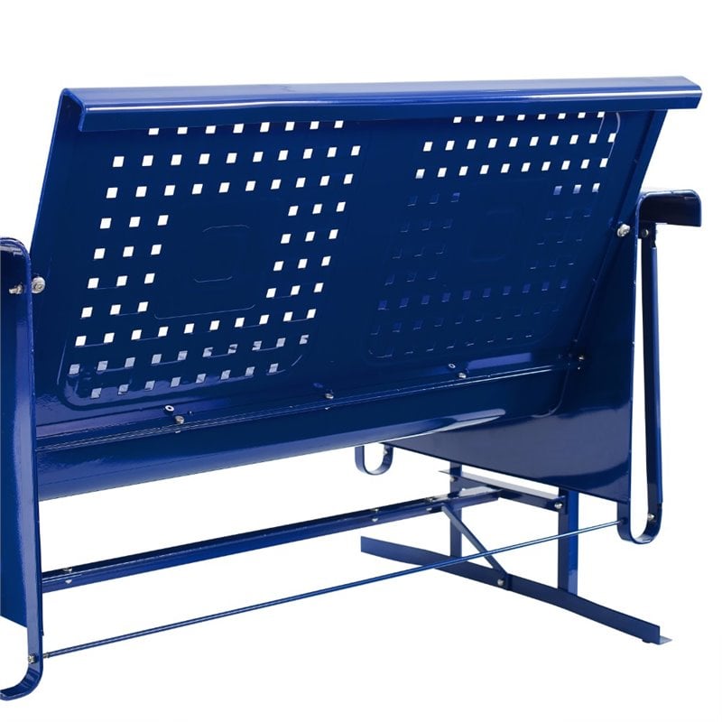 Maklaine Contemporary Retro Metal Patio Sofa Glider in Glossy Navy