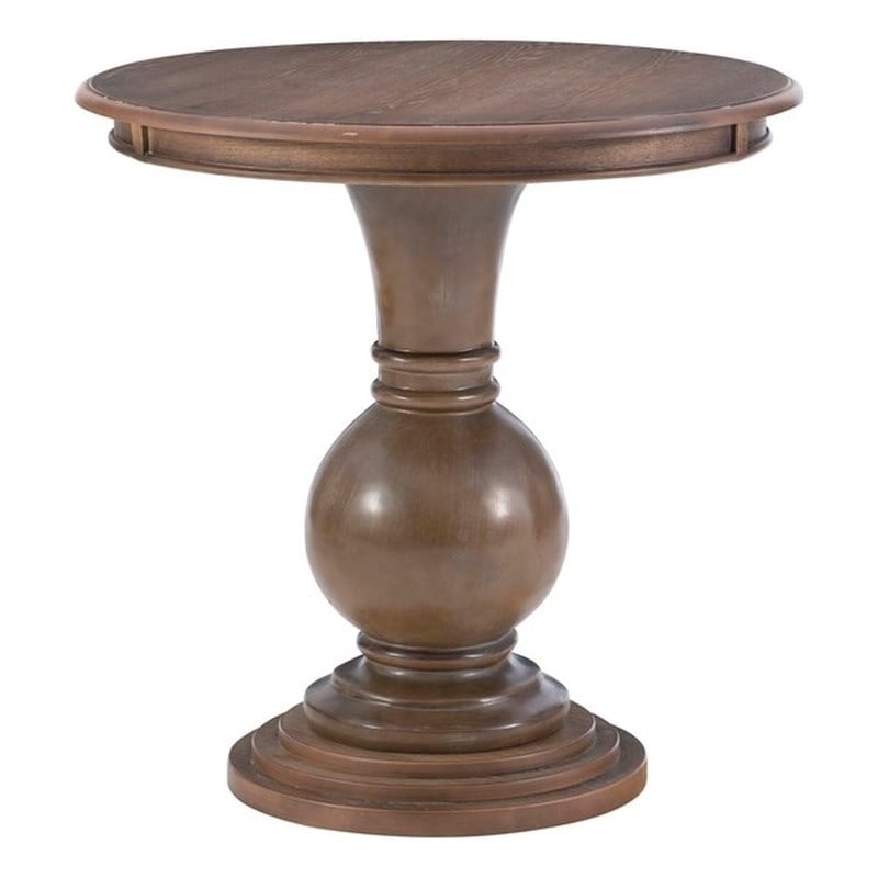 Maklaine Round Wood Accent Table Pedestal Base 26.5