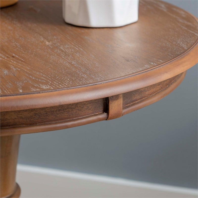 Maklaine Round Wood Accent Table Pedestal Base 26.5
