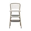 Maklaine Retro Chair + Step Stool with Flip-Up Seat in Gold and Cream