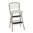 Maklaine Retro Chair + Step Stool with Flip-Up Seat in Gold and Cream