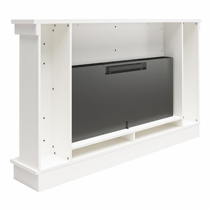 Maklaine Wide Mantel with Linear Electric Fireplace in White