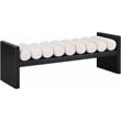 Maklaine Contemporary Solid Wood Rich Black Bench with Cream Boucle