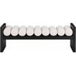 Maklaine Contemporary Solid Wood Rich Black Bench with Cream Boucle