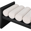 Maklaine Contemporary Solid Wood Rich Black Bench with Cream Boucle