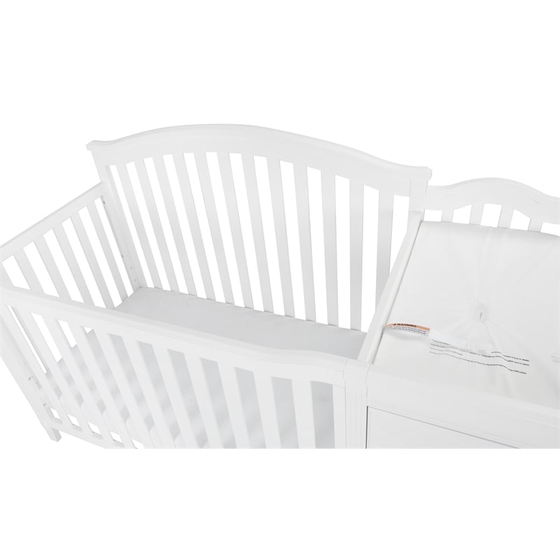 Maklaine Solid Wood 4-in-1 Convertible Crib & Changer in White