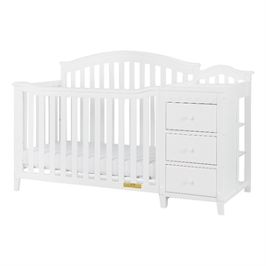 Maklaine Solid Wood 4-in-1 Convertible Crib & Changer in White