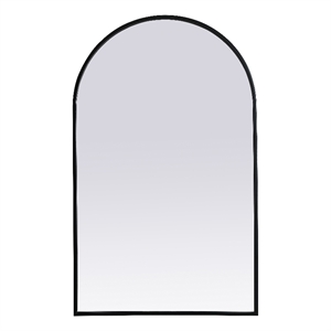 Maklaine Contemporary 22x36&quot Arch MDF Wood/Iron Mirror in Black