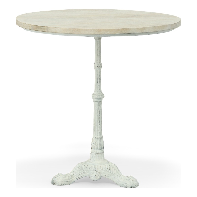 Maklaine Modern Rustic Wood Bistro Table in Whitewash Finish