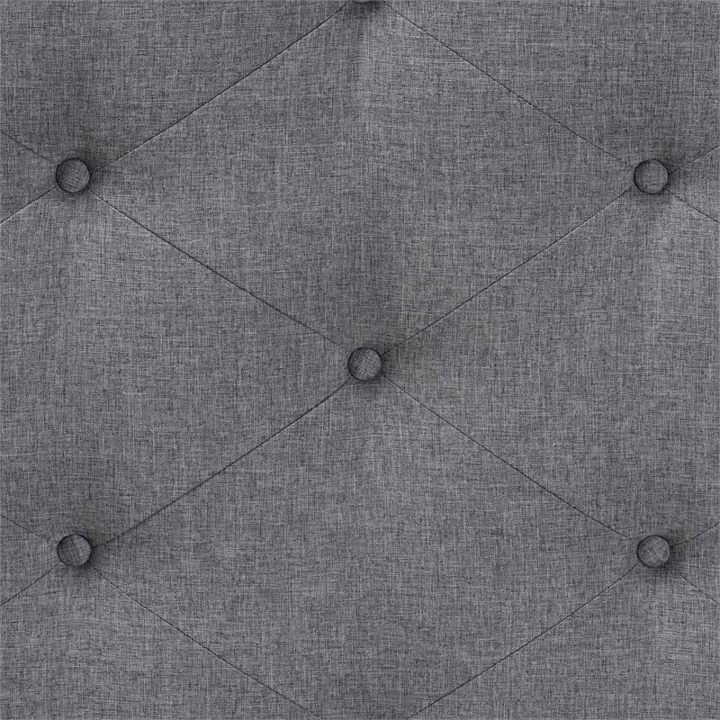 Maklaine Gray Fabric and Walnut Brown Wood King Size Headboard