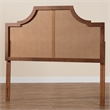 Maklaine Ash Walnut Finished Wood and Rattan King Size Headboard