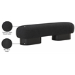 Maklaine Contemporary Luxurious Black Finish Boucle Fabric Bench
