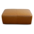 Maklaine Modern Living Room Tan Genuine Leather Rectangle Ottoman