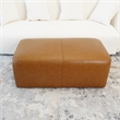 Maklaine Modern Living Room Tan Genuine Leather Rectangle Ottoman