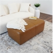 Maklaine Modern Living Room Tan Genuine Leather Rectangle Ottoman